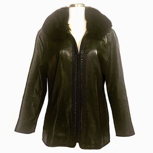 Black Leather & Fox Fur Jacket